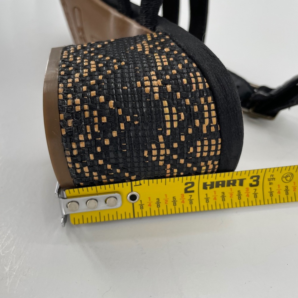 A2 Aerosoles Womens Sandals 8 Black EUC Heelrest Block Heel Woven Detail Strappy - Picture 11 of 11